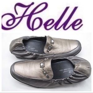 Helle Metallic Leather Jewel Embellished Loafer